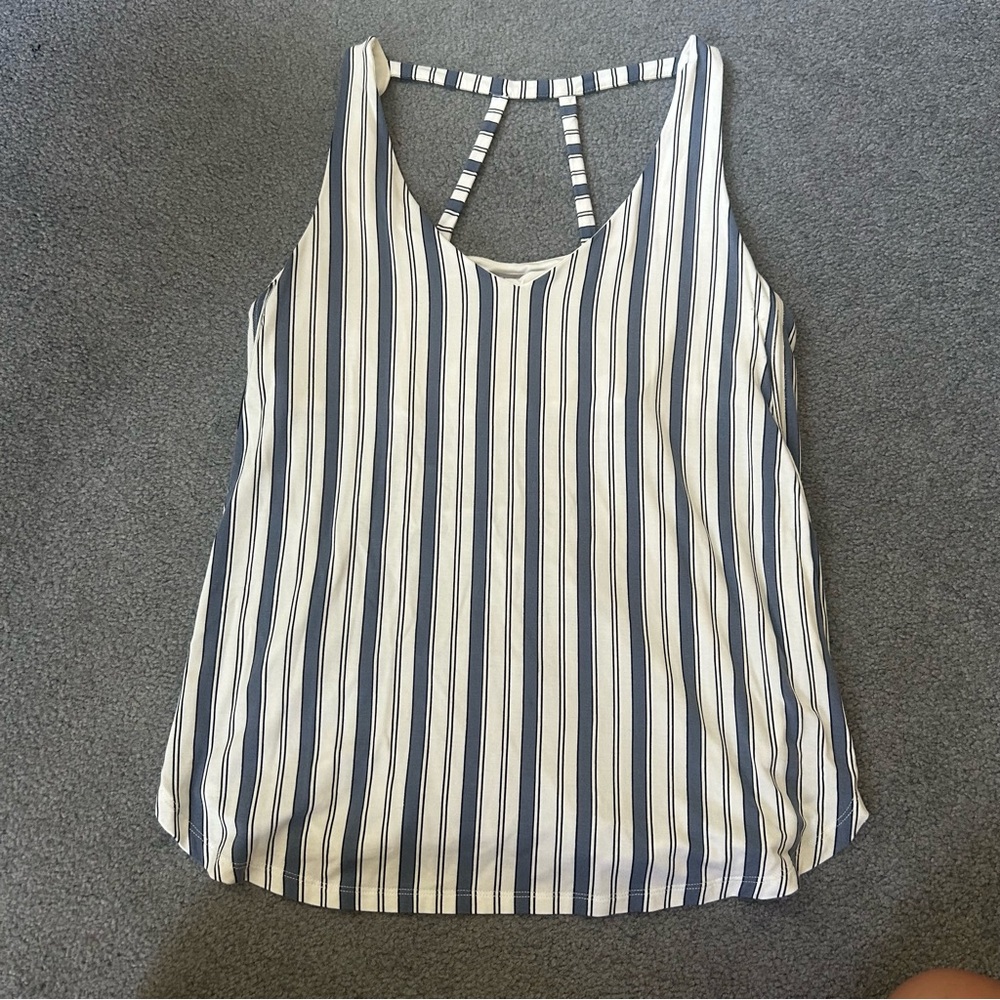Tart Blue and White Striped Tank Top
